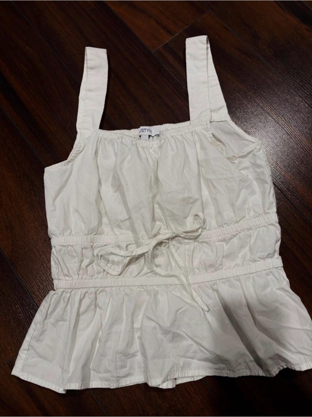 Women’s White A-Line Peplum Skirt with Waist Tie